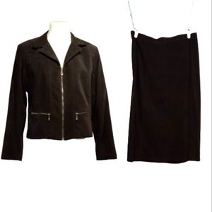 Soft Works Brown Jacket Skirt Set Sz 16